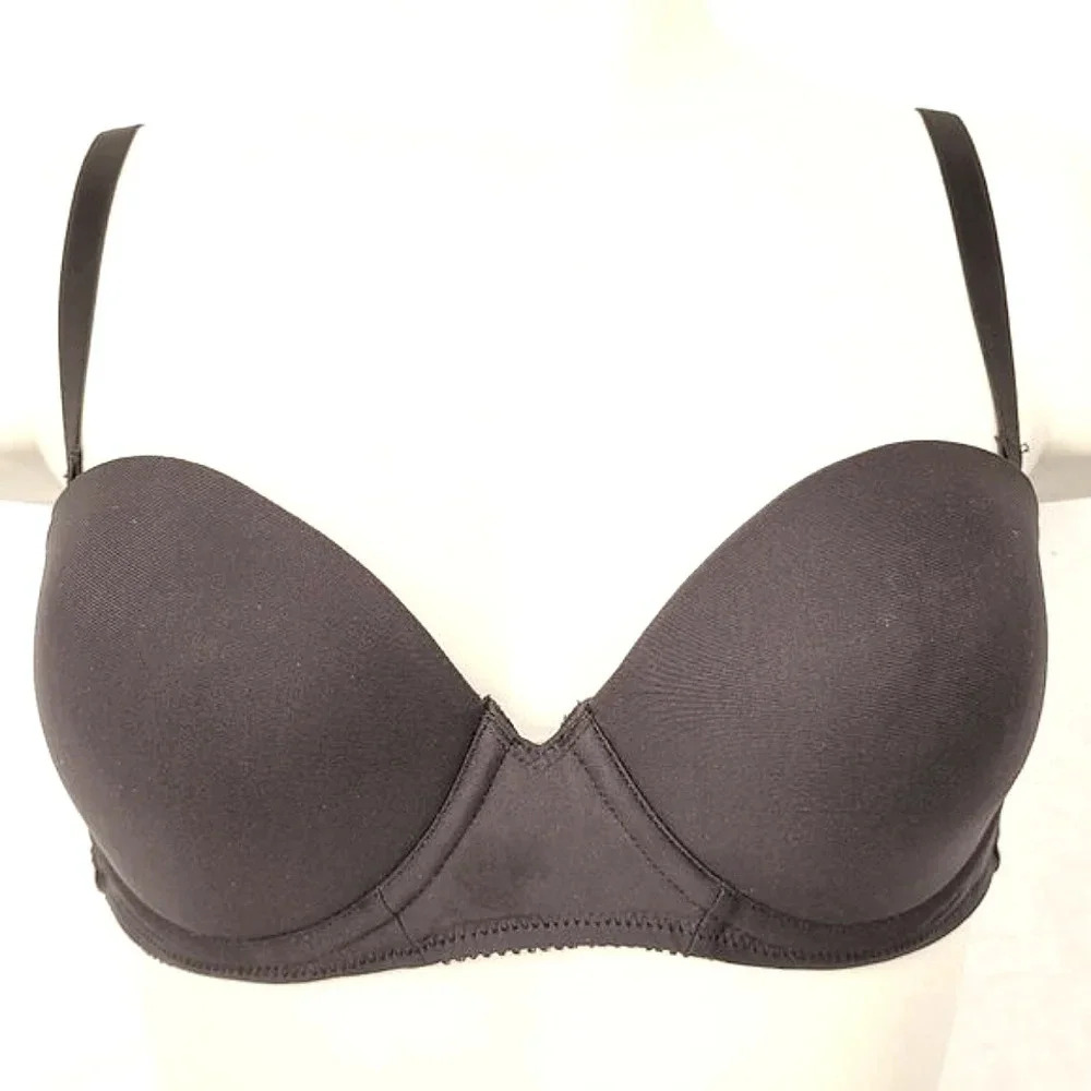 Vassarette 74-239 74239 Contour Cup Strapless Underwire Bra 36B Black